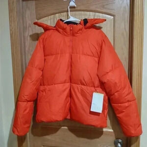 All in Motion Men's L Short puffer jacket insulated wind water resistant red NWT